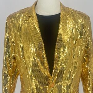 NWT Suitmeister Gold Sequin Blazer Jacket - Mens Medium - Party, Costume